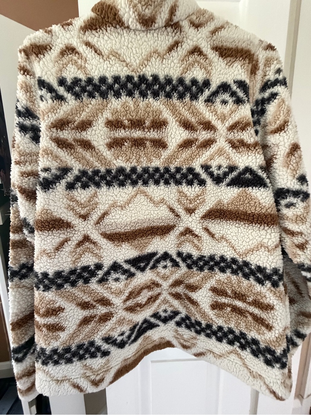 Columbia Cream, Brown & Black Sherpa Pullover quarter zip pullover, M - Picture 6 of 11